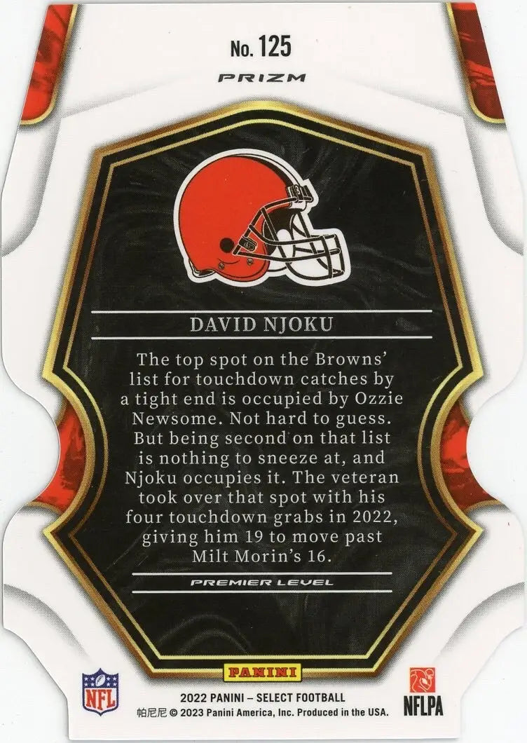 David Njoku 2022 Panini Select Premier Silver Die Cut #125 Cleveland Browns Card - Football Card Single