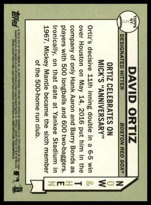 David Ortiz 2016 Topps Heritage Now & Then #NT-5 Boston Red Sox - Baseball Card Single