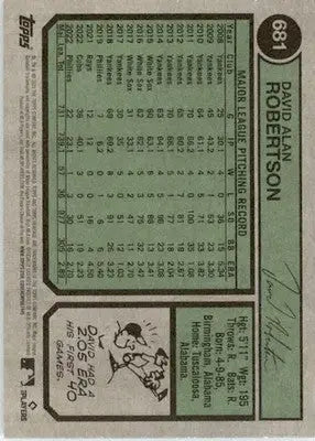 David Robertson - 2023 Topps Heritage - #681 - Baseball - Baseball Card Single