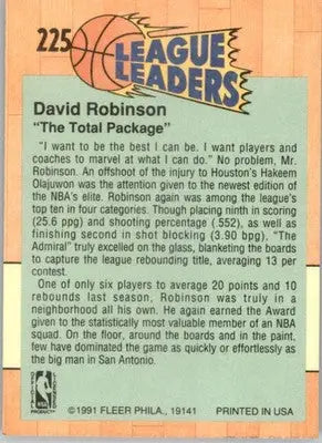 David Robinson - 1991-92 Fleer - #225 - Basketball - Basketball Card Single