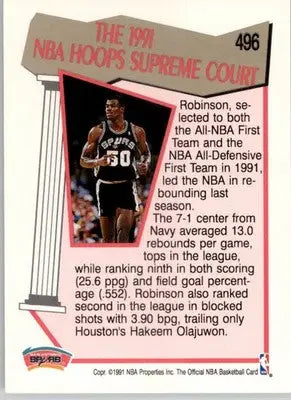 David Robinson - 1991-92 Hoops - #496 - Basketball - Basketball Card Single