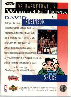 David Robinson - 1994-95 Collector’s Choice - #403 - Basketball - Basketball Card Single