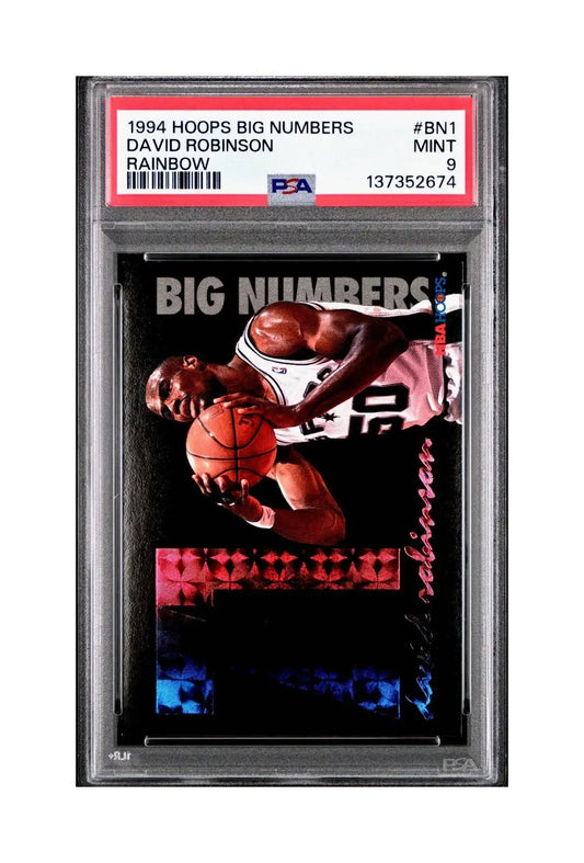 David Robinson 1994 NBA Hoops Big Numbers #BN1 Rainbow PSA 9 Mint - Basketball Card Single