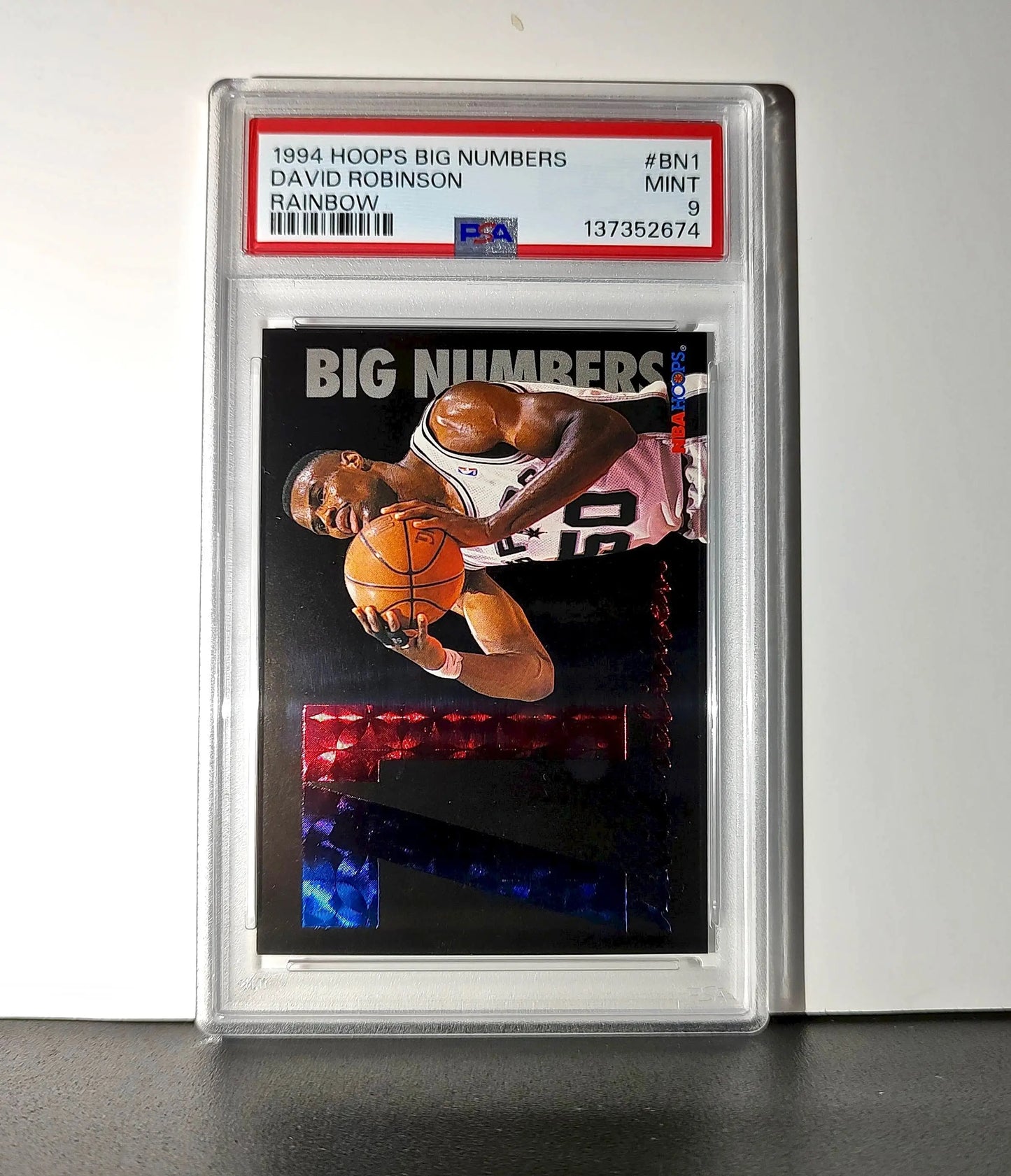 David Robinson 1994 NBA Hoops Big Numbers #BN1 Rainbow PSA 9 Mint