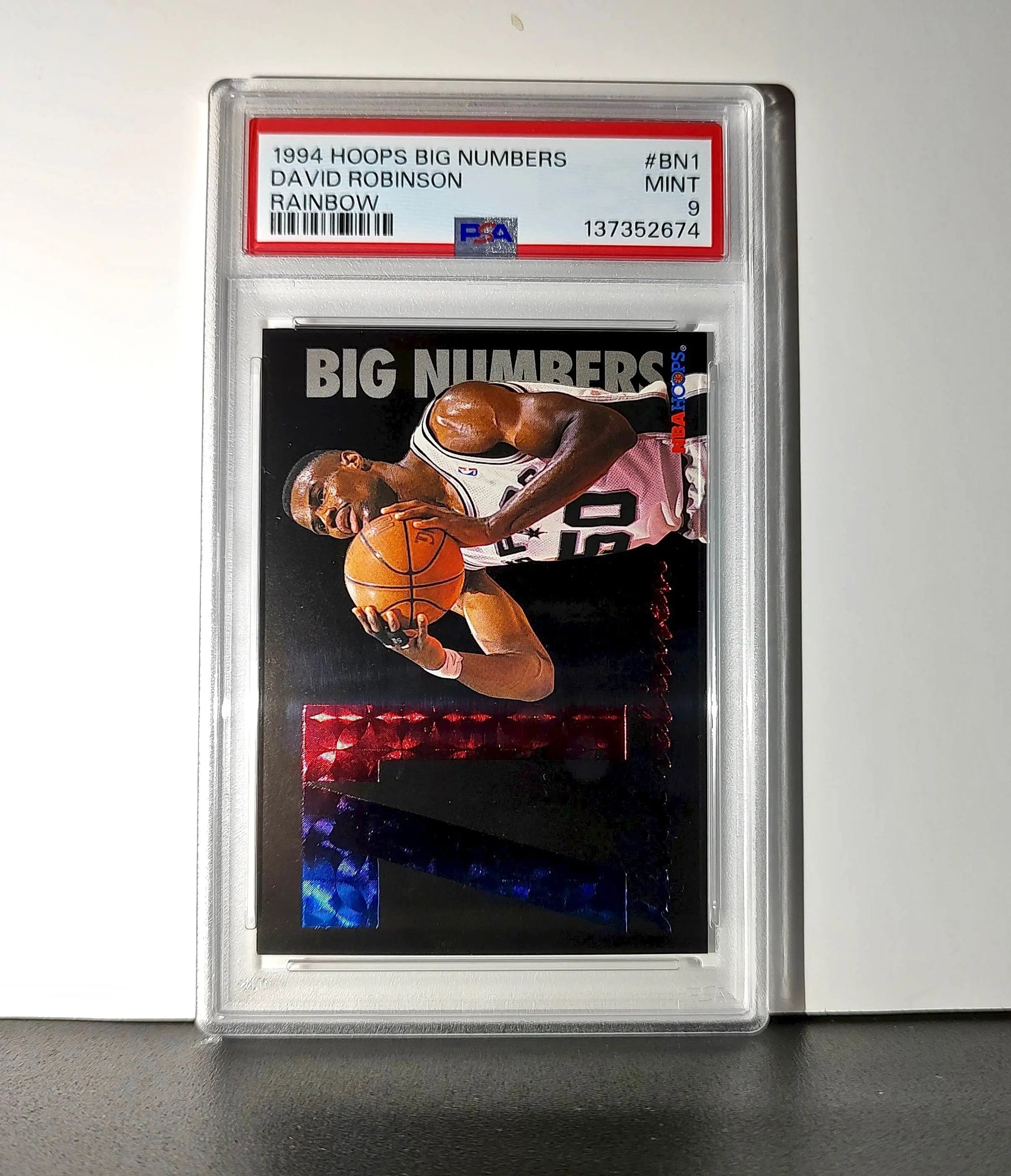 David Robinson 1994 NBA Hoops Big Numbers #BN1 Rainbow PSA 9 Mint