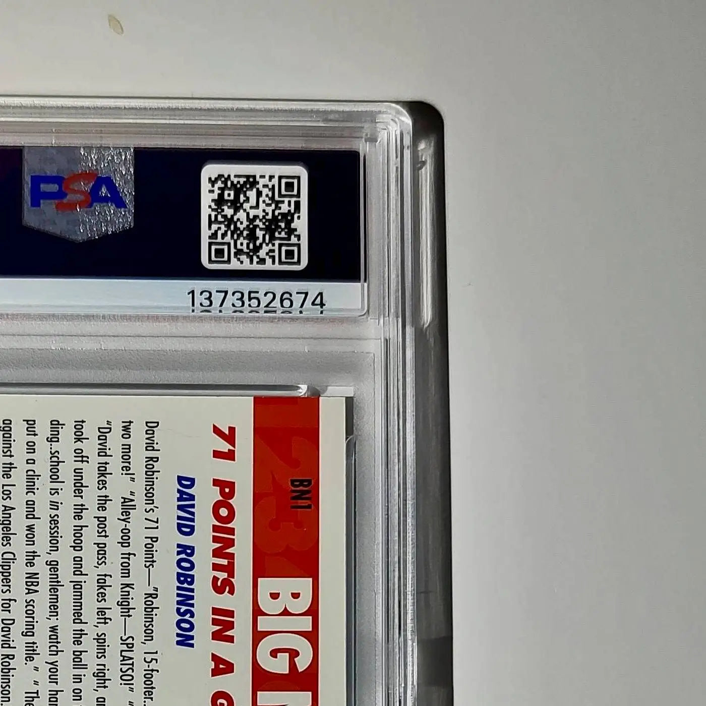 David Robinson 1994 NBA Hoops Big Numbers #BN1 Rainbow PSA 9 Mint