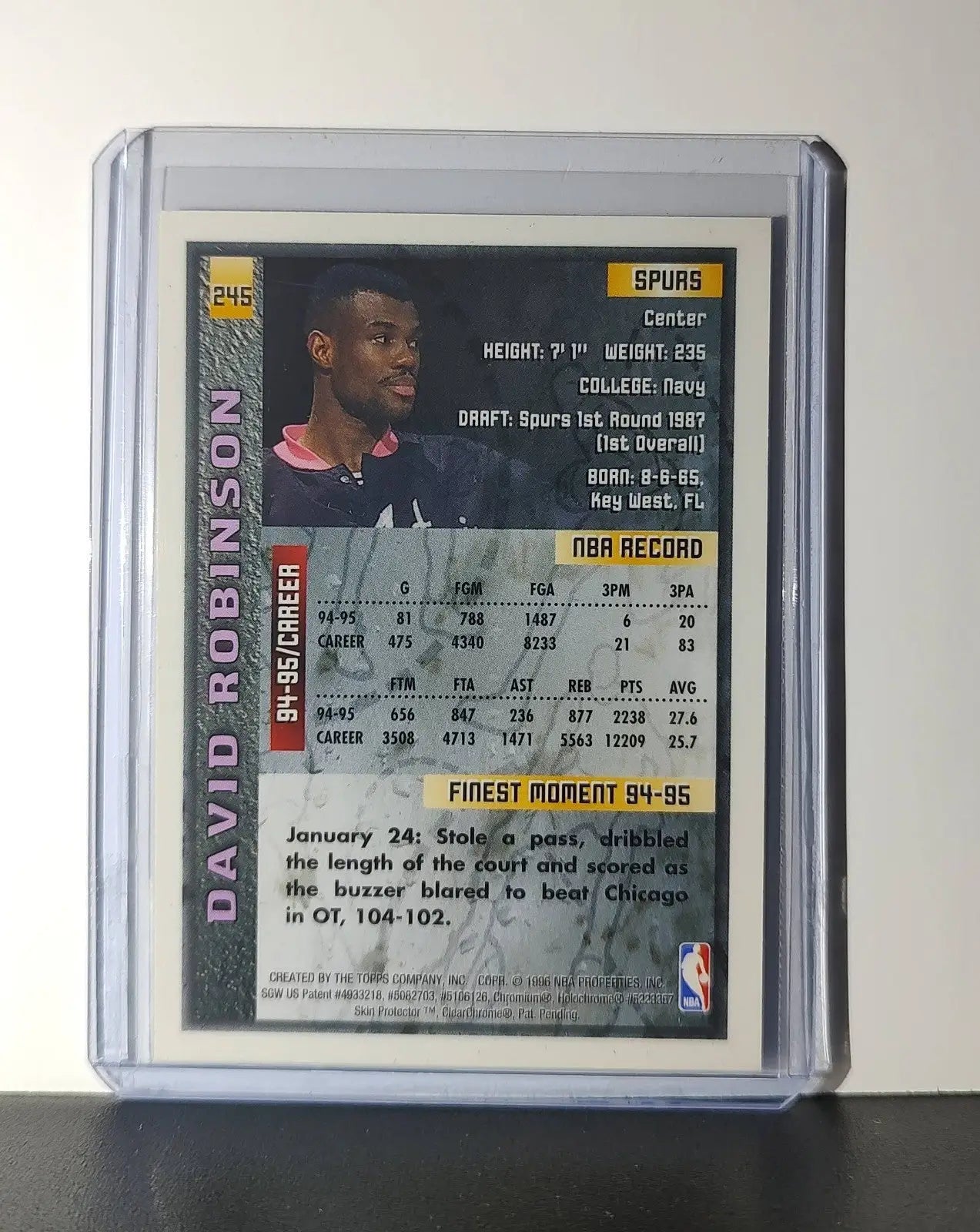 David Robinson 1995-96 Topps Finest NBA #245 Card Spurs