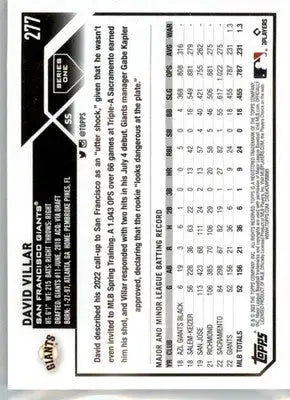 David Villar - 2023 Topps - #277 - RC Baseball - Baseball Card Single