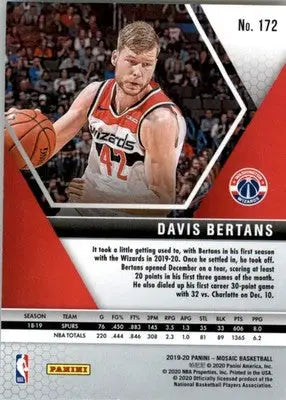 Davis Bertans - 2019-20 Panini Mosaic - #172 - Basketball - Basketball Card Single