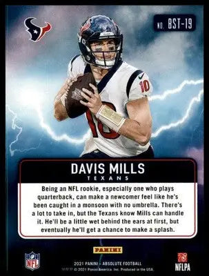 Davis Mills 2021 Panini Absolute By Storm #BST-19 Houston Texans - Football Card Single