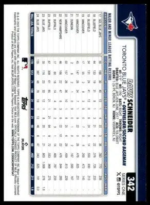 Davis Schneider 2025 Topps #342 Toronto Blue Jays - Baseball Card Single