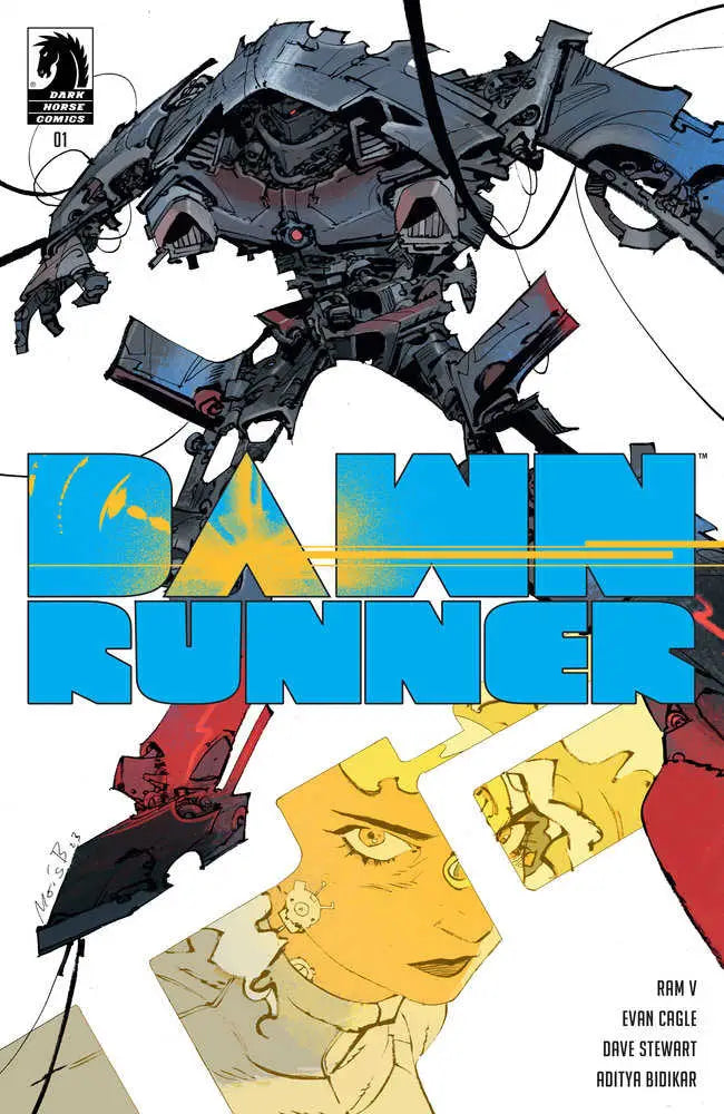Comic book cover of KAMEN RUNNER with dark mech design for trading cards enthusiasts