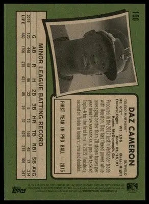 Daz Cameron 2020 Topps Heritage Minor League #100 Toledo Mud Hens - Baseball Card Single