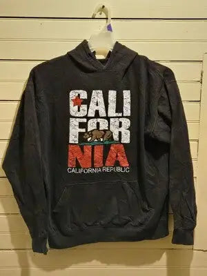 DBA Hoodie Mens M Black California Republic Graphic Pullover Sweatshirt Fleece - Apparel