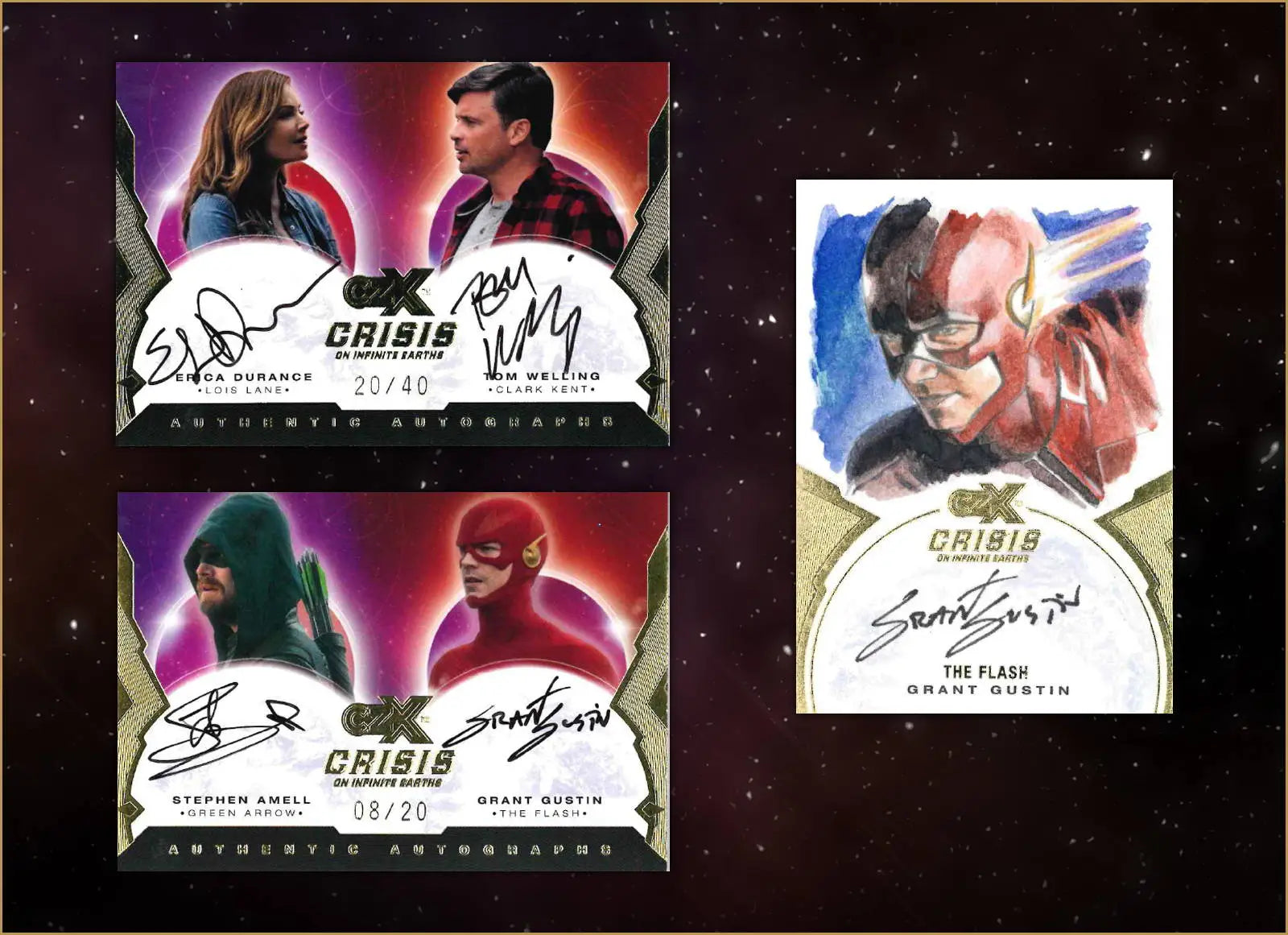 Crisis on Infinite Earths autograph cards in DC Comics CZX Super Premium Card Box