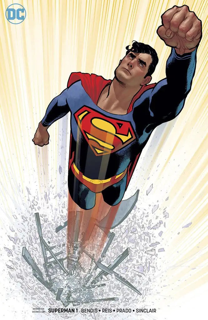 Superman flying upward from water splash in DC Comics Superman #1 Hughes Variant by Brian Michael Bendis