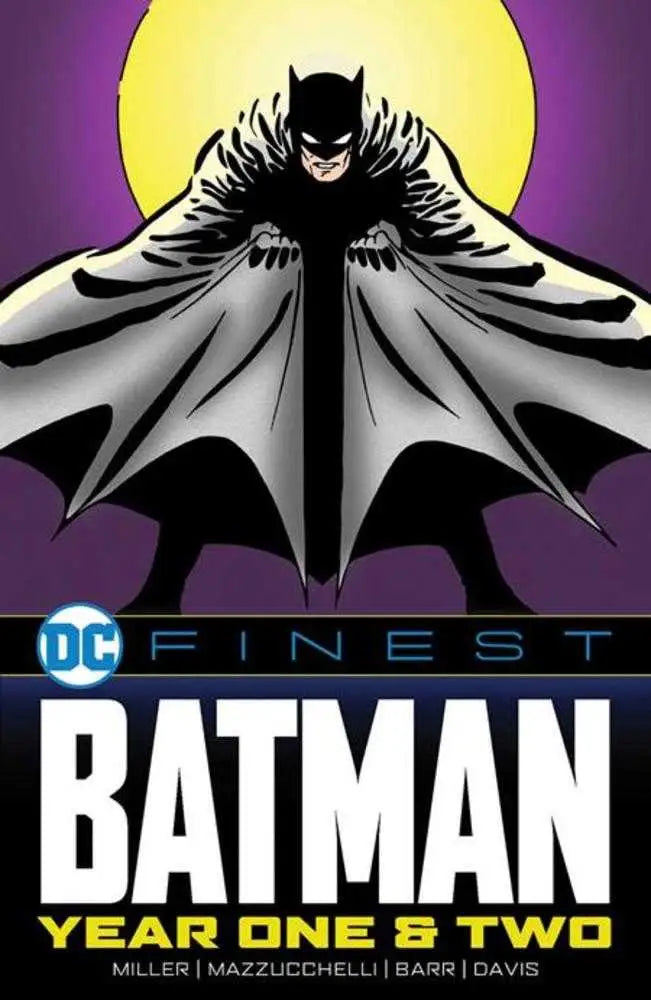 DC Finest Batman Year One & Two TP comic book featuring Batman against a yellow moon and purple sky
