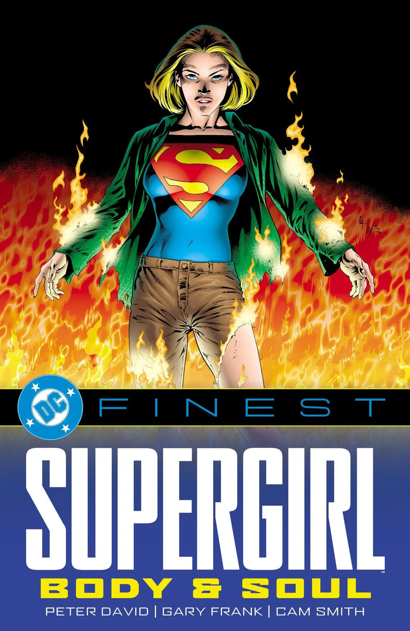 Comic book cover of Supergirl engulfed in flames from DC Finest Supergirl Body And Soul