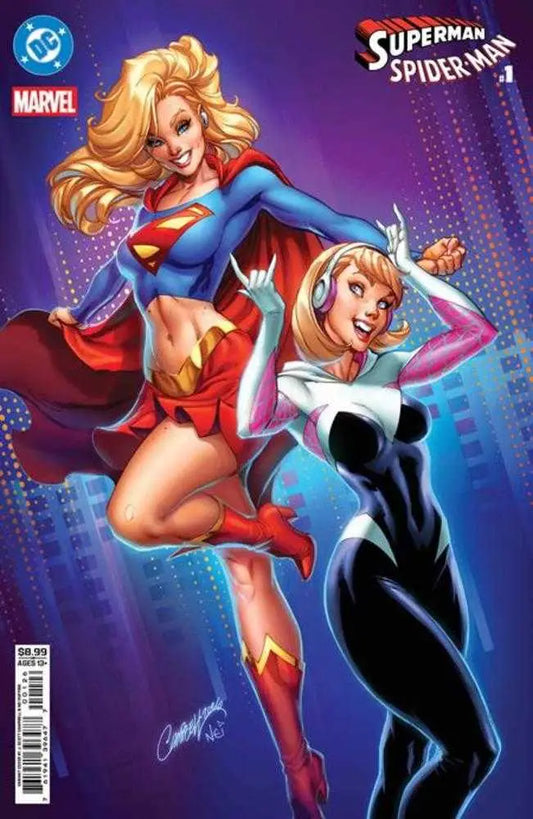 DC Marvel Superman Spider-Man #1 (One Shot) Cover N J Scott Campbell Supergirl & Spider Gwen Card Stock Variant - Comic