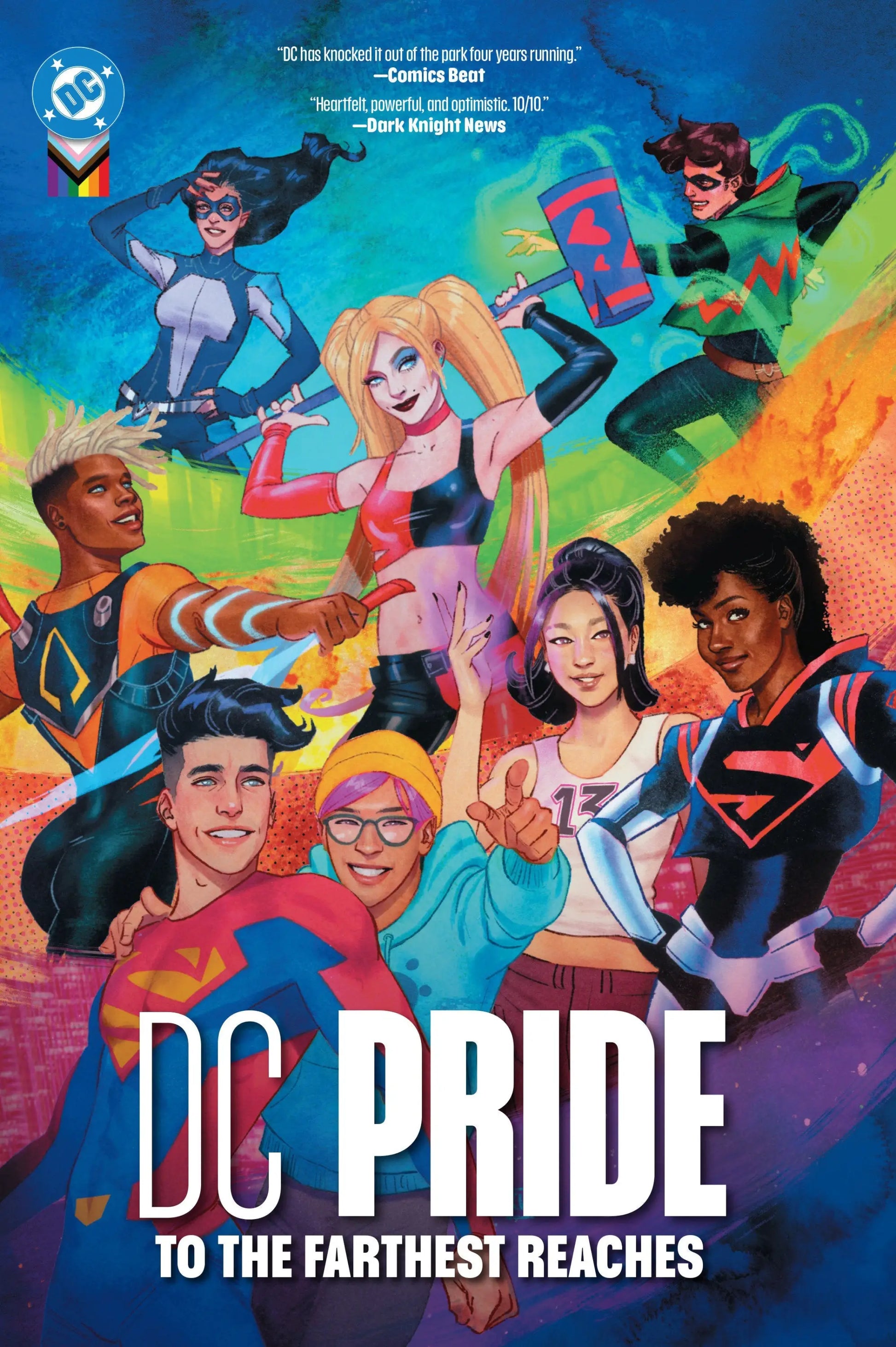 DC Pride comic book cover celebrating LGBTQIA+ community and universe-spanning travelogue