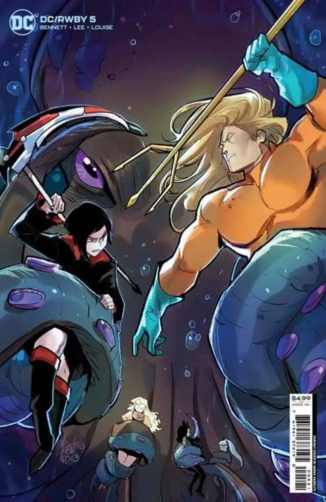 Comic book cover artwork of DC Rwby #5 featuring dynamic characters in cosmic action