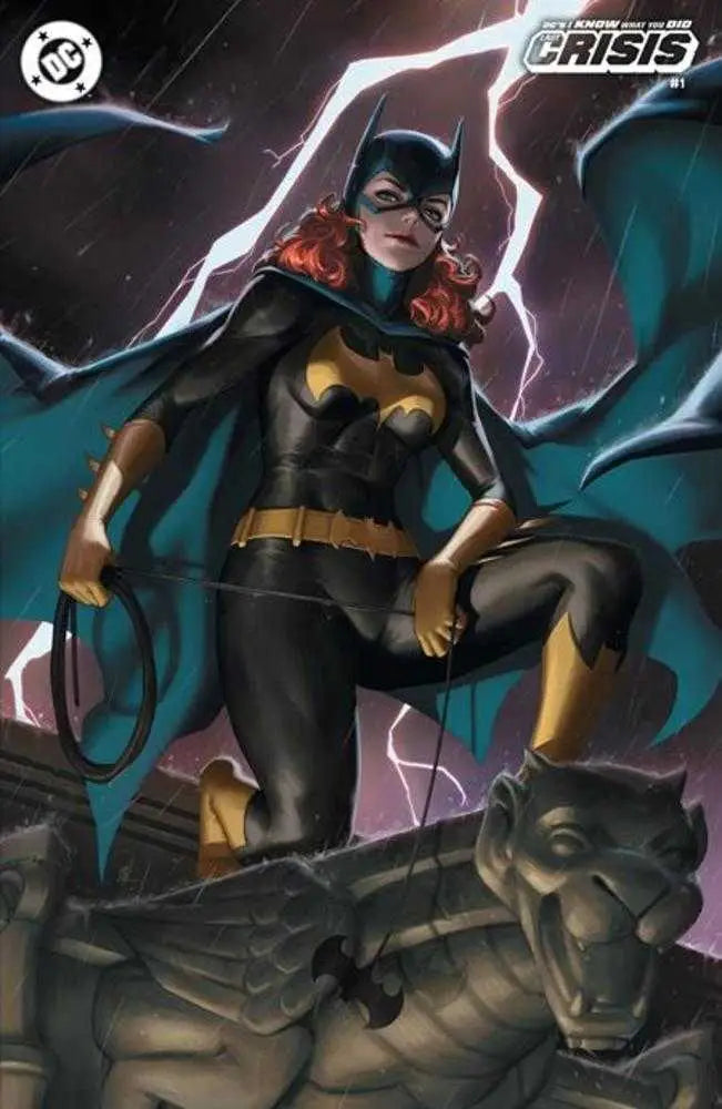 Batgirl in a dramatic pose with lightning, featured in eight chilling tales cover