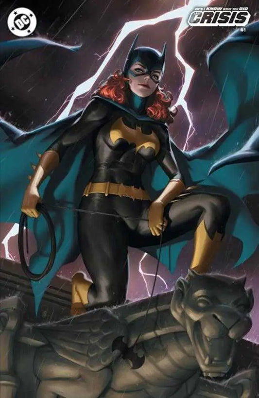 Batgirl in a dramatic pose with lightning, featured in eight chilling tales cover