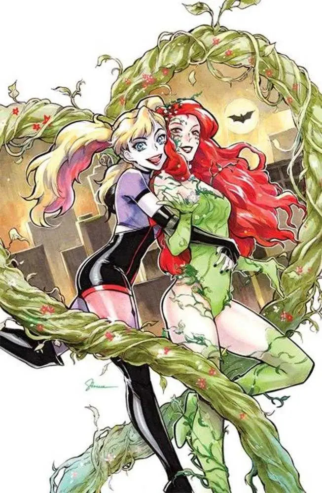 Harley Quinn and Poison Ivy embracing on DCs Lex And The City cover B Saowee card stock variant