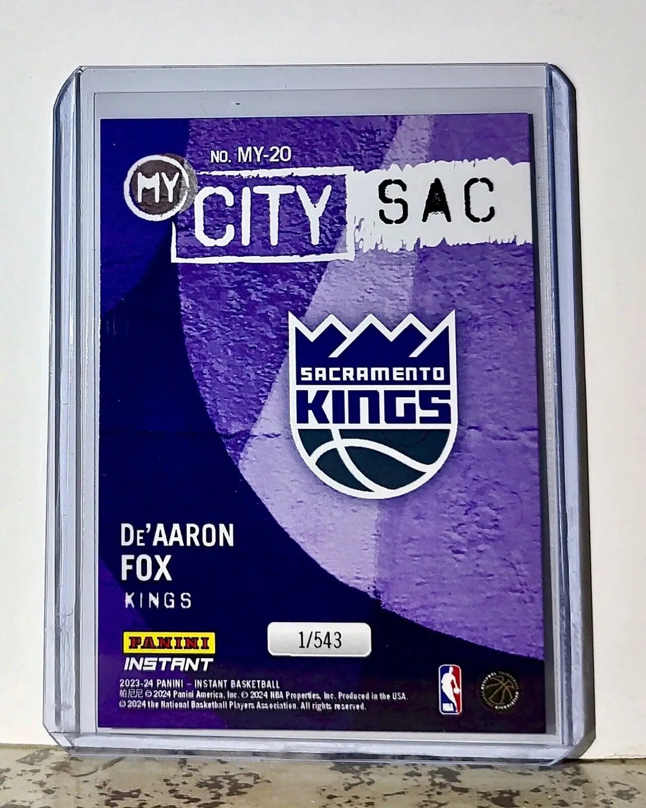 De’Aaron Fox 2023-24 Panini NBA #20 MyCity Basketball Card Kings 1/543 - Basketball Card Single