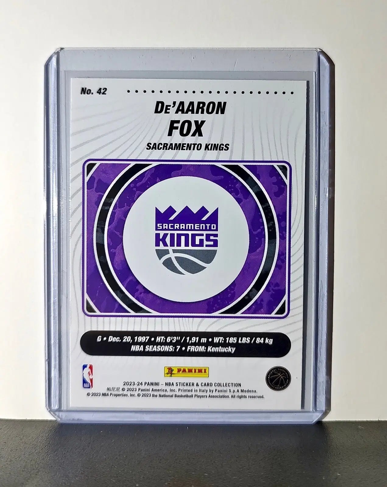 De’Aaron Fox 2023-24 Panini NBA #42 Sticker Card Sacramento Kings - Basketball Card Single