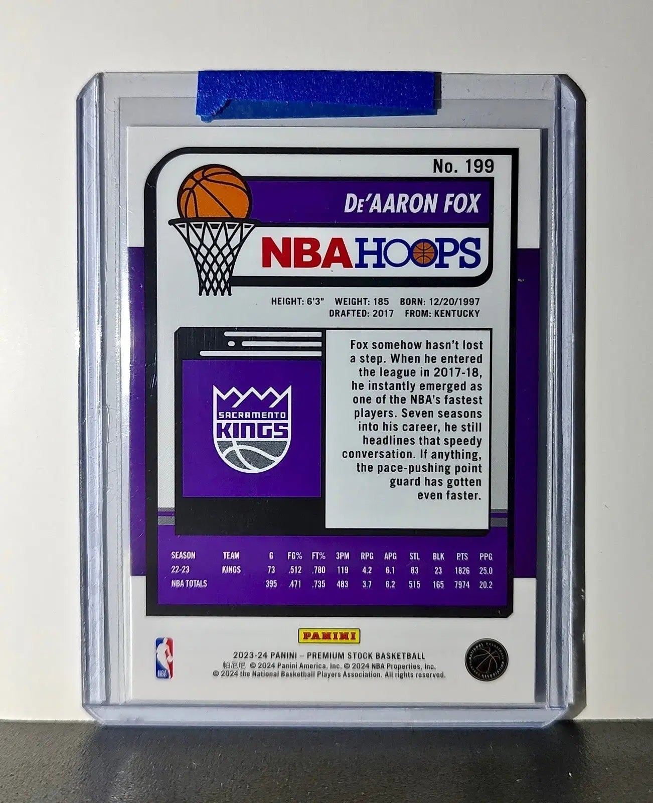 De’Aaron Fox 2023-24 Panini Premium Stock NBA Hoops #199 Prizm Sacramento Kings - Basketball Card Single