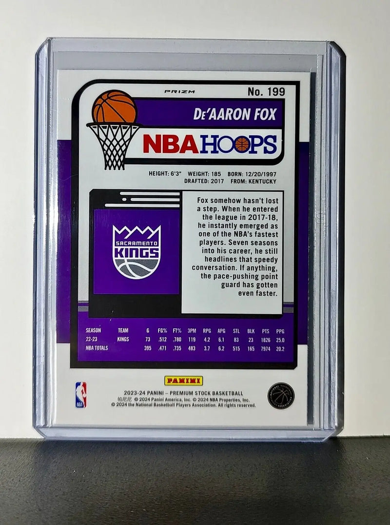 De’Aaron Fox 2023-24 Panini Premium Stock NBA Hoops #199 Prizm Refractor Kings - Basketball Card Single