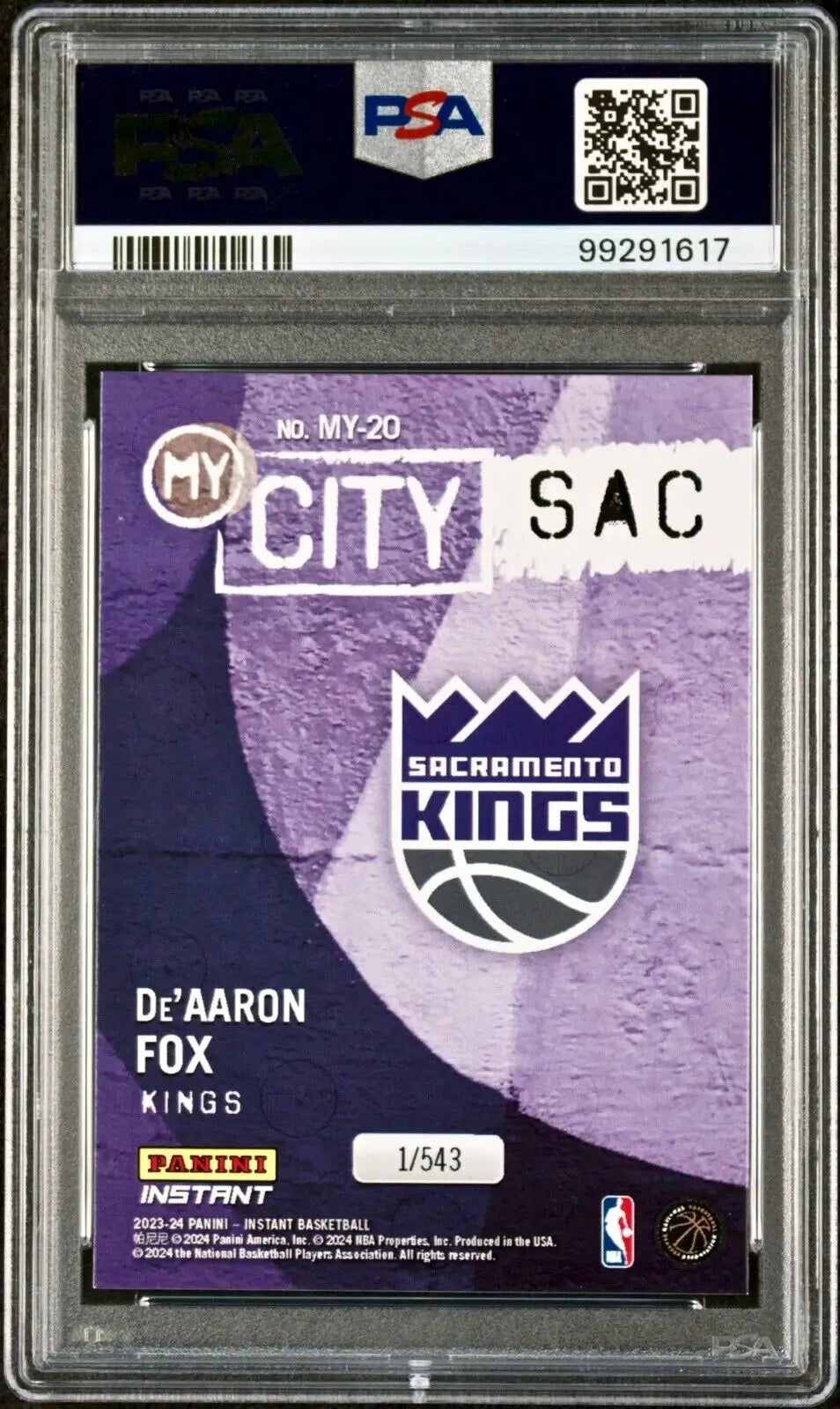 De’Aaron Fox 2023 Panini MyCity NBA #MY-20 Basketball Card PSA 10 Gem Mint - Basketball Card Single