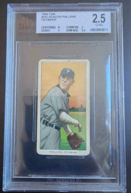 Deacon Phillippe 1909-11 T206 Piedmont 350/25 Throwing BVG 2.5 Good+ - Baseball Card Single