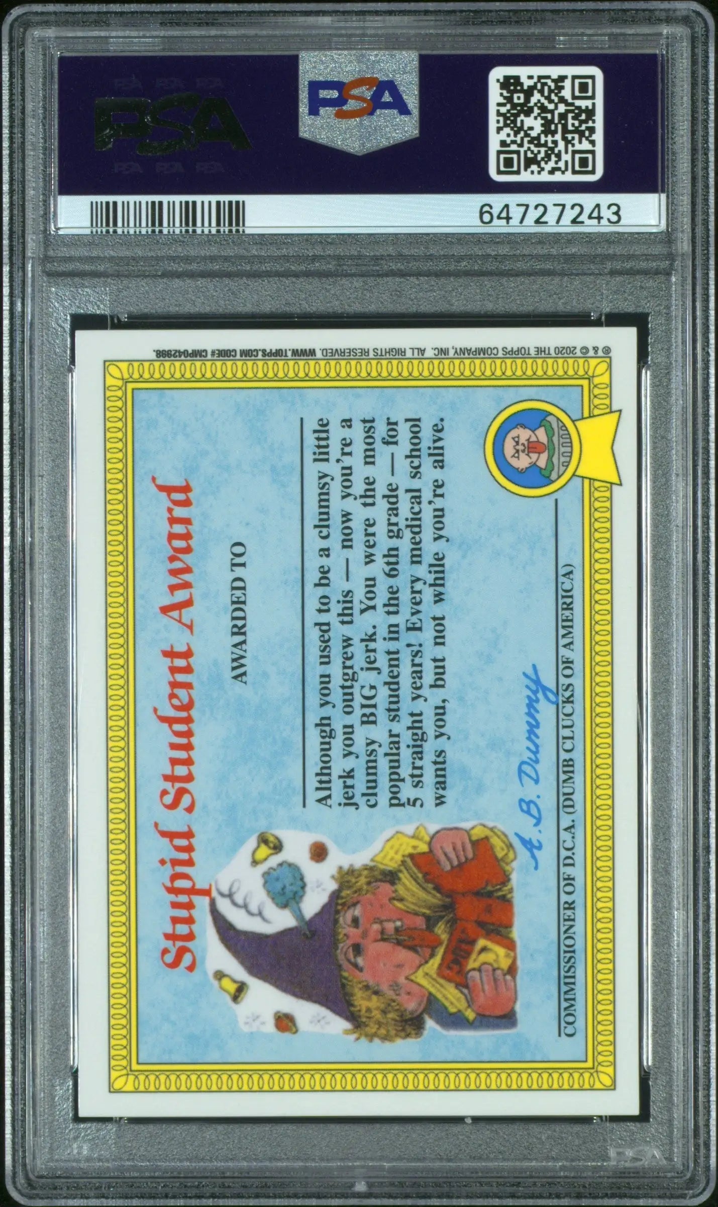 Dead Ted 2020 Topps Garbage Pail Kids Sapphire #5a PSA 10 Gem Mint 7243 - Non-Sports Card Single