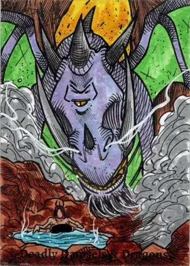 Purple-skinned demonic creature sketch card in Deadly Damsels & Dragons collection