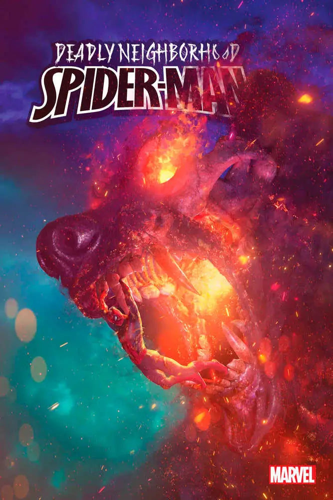 Spider-Man silhouette in cosmic energy for Deadly Neighborhood Spider-Man #5 trading cards
