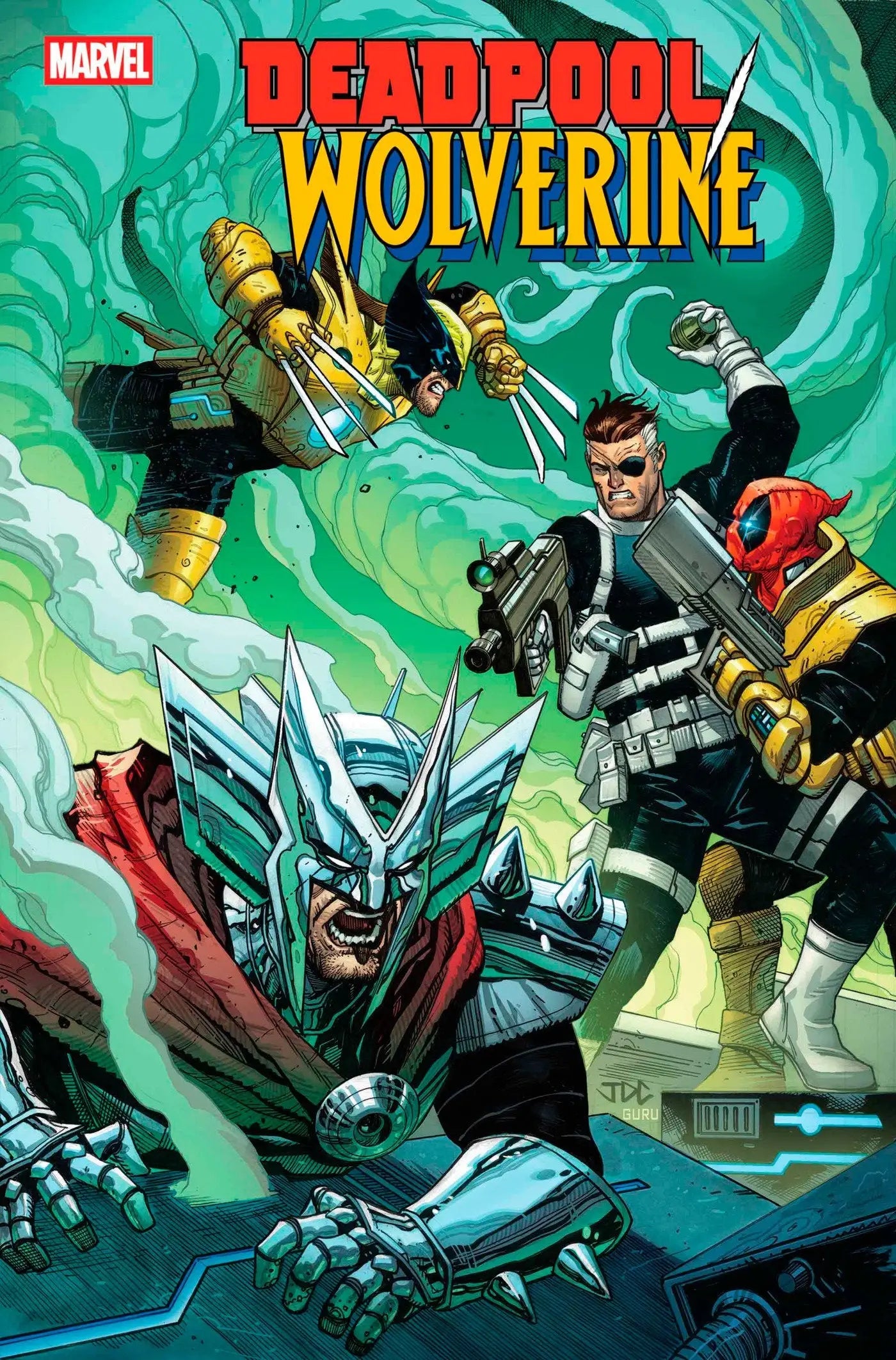Marvel comic book Deadpool Wolverine with apocalyptic mission theme featuring Nick Fury