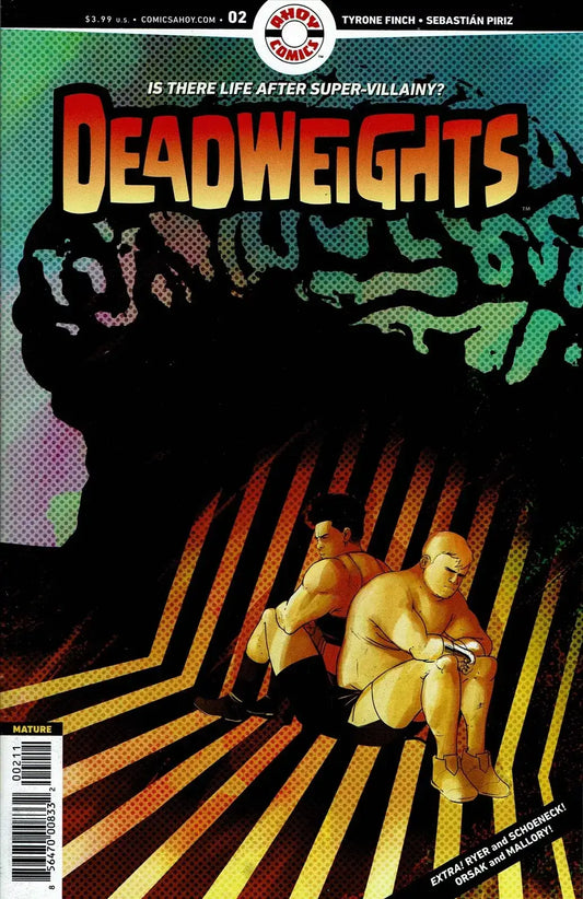 Comic book cover for Deadweights with silhouetted figures and diagonal stripes design