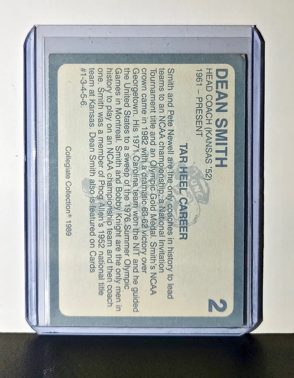 Dean Smith 1989 Collegiate Collection #2 Card North Carolina Tar Heels