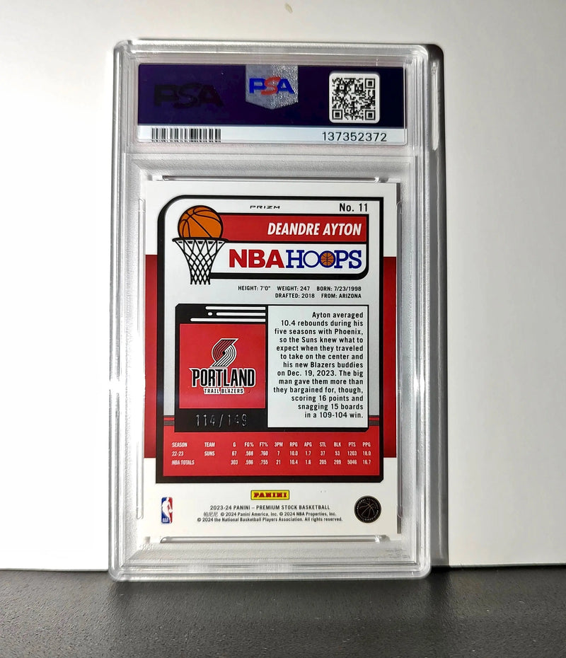 DeAndre Ayton 2023 Panini Hoops Premium #11 114/149 Red Disco Prizm PSA 9 Mint