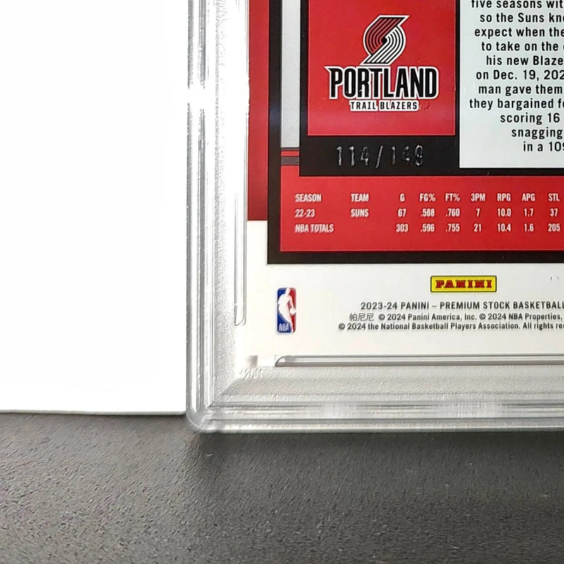 DeAndre Ayton 2023 Panini Hoops Premium #11 114/149 Red Disco Prizm PSA 9 Mint