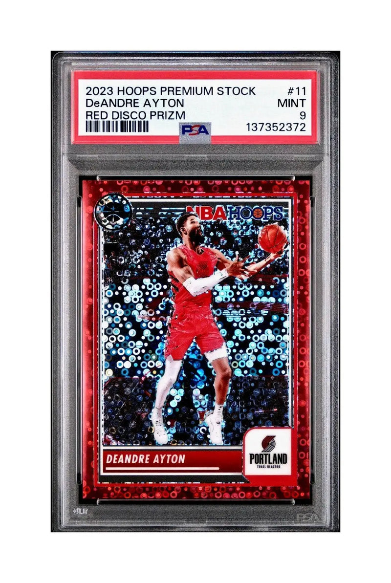 DeAndre Ayton 2023 Panini Hoops Premium #11 114/149 Red Disco Prizm PSA 9 Mint