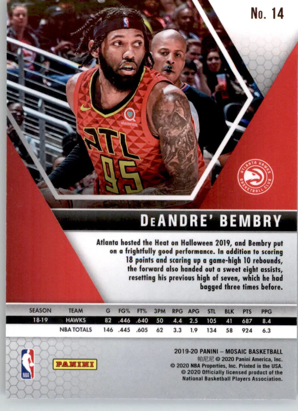 DeAndre’ Bembry - 2019-20 Panini Mosaic - #14 - Basketball - Basketball Card Single