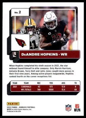DeAndre Hopkins 2022 Donruss #2 Arizona Cardinals - Football Card Single