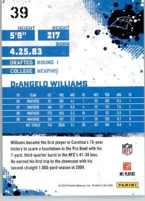 DeAngelo Williams - 2010 Score - #39 - Football - Football Card Single