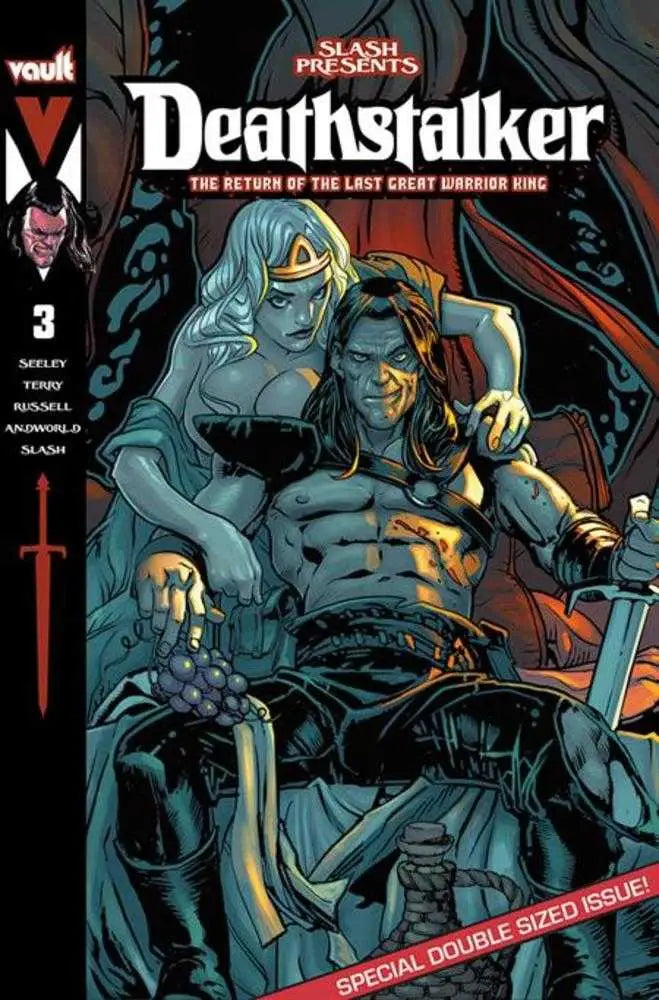 Comic book cover for Deathstalker #3 with dark fantasy art, ideal for trading cards