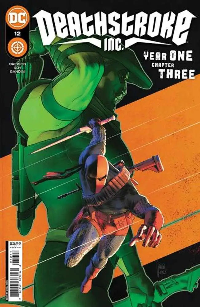 Comic book cover for Deathstroke Inc Year One Chapter Three with blue and orange armor