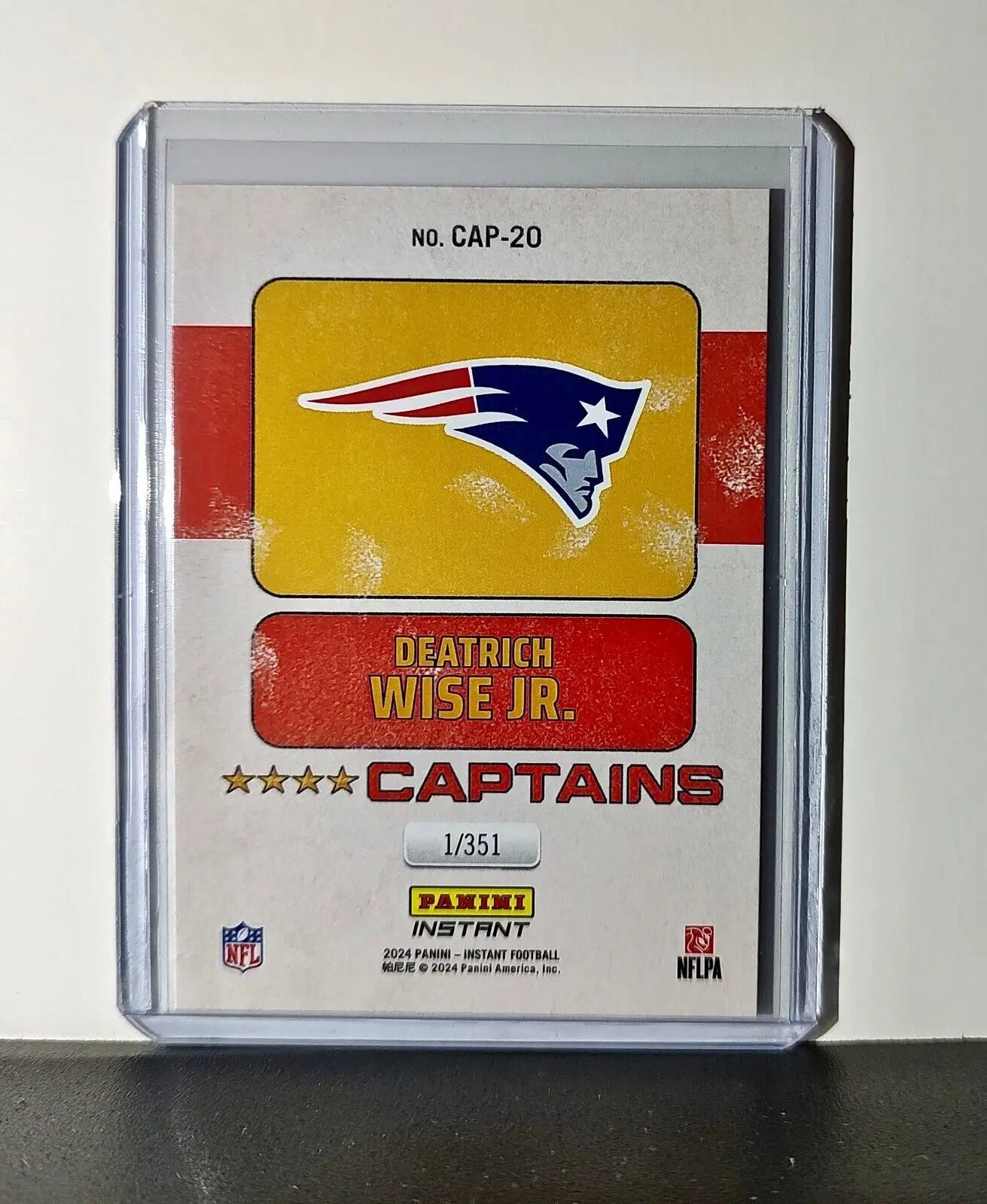 Deatrich Wise Jr. 2024 Panini Captains NFL #20 Card New England Patriots 1/351 - Football Card Single