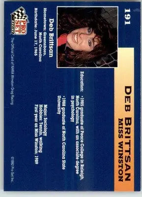 Deb Brittsan - 1992 Pro Set NHRA - #191 - Racing - Racing Card Single